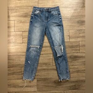 Size 25 RSQ Vintage Mom ripped jeans dark blue.